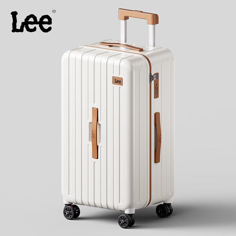 Lee High-Quality Large Capacity Thickened Suitcase, Trolley Case, Student Carry-On Luggage, Travel Password Lock Case, Aurora White, 28 Inches