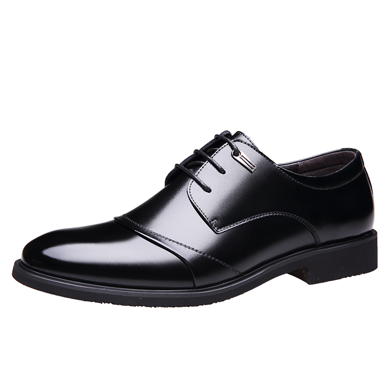 CARTELO Men's Leather Business Formal Shoes, Height-Increasing Men's Shoes for Autumn And Winter, Warm Footwear 2513, Black Height-Increasing Style, Size 39