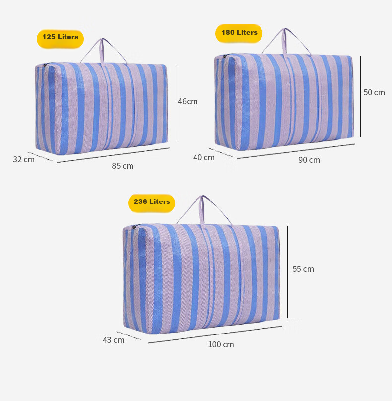 Siwangongli Moving Packing Bags, Handheld Waterproof Large Capacity Luggage Storage Bags, Canvas Bags, Snake Skin Woven Bags, Durable Quilt Bags [Set of 5], Small Size 125 Liters 4