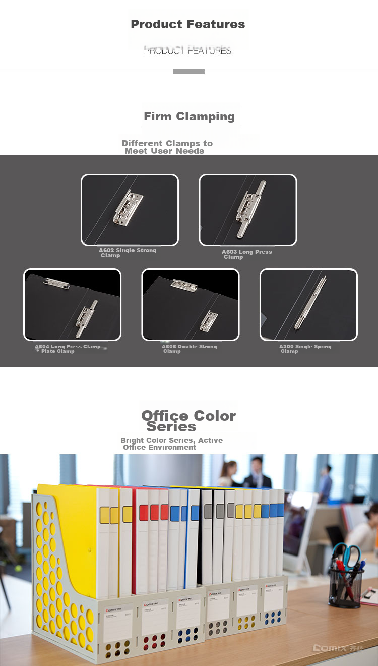 COMIX A605 File/folder/double Strong Clip A4 Black 3