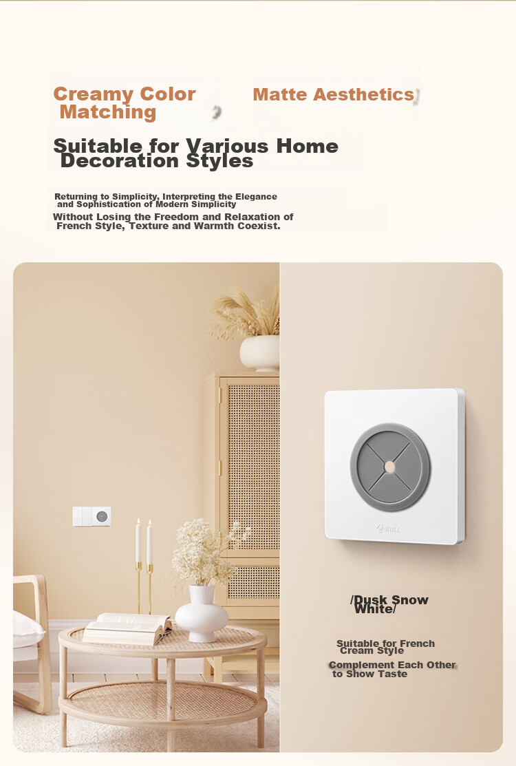 BULL Blank Panel G12 Series, White Board with Wire Hole, Wall Plug-In Hole, Concealing Ugly Cream Style G12B104, Twilight Snow White 5