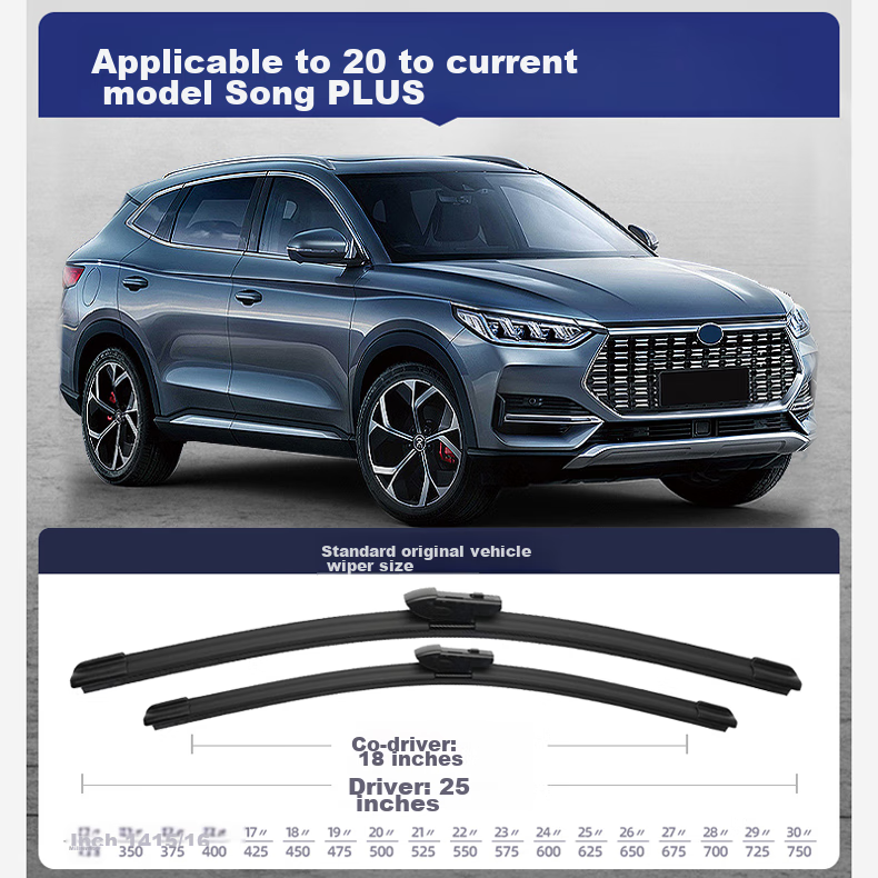 Goodyear BYD Seal 06 Windshield Wipers for 2023-2025 Models, Original Factory EV Rubber Strips, Boneless Front Wiper Blades 7