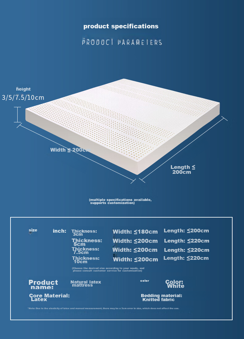 Paratex ECO Latex Mattress, 94% Content Thai Imported Natural Latex Core, Thickened Pad, 1.5x2 Meters, 7.5cm Thick 12