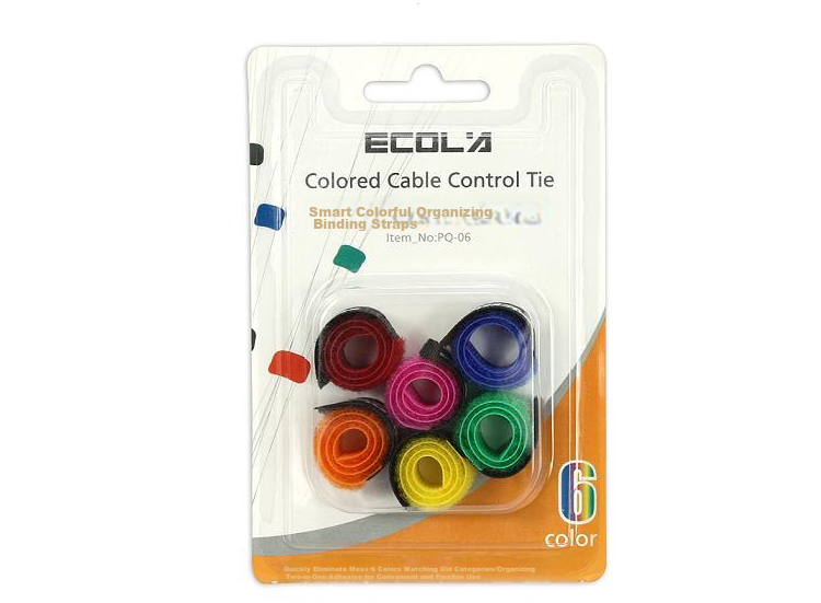 ECOLA [6-Pack] Colorful Cable Ties, Data Cable Organizer, Computer And Phone Charging Cable Organizer Clips, Home Office Desk Cable Management Tool PQ-06 4
