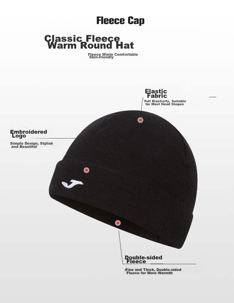JOMA Fleece Hat for Men And Women, Autumn And Winter Knitted Cold-Proof Hiking Skiing Running Cycling Sports Cap, Black, Children's Style 5