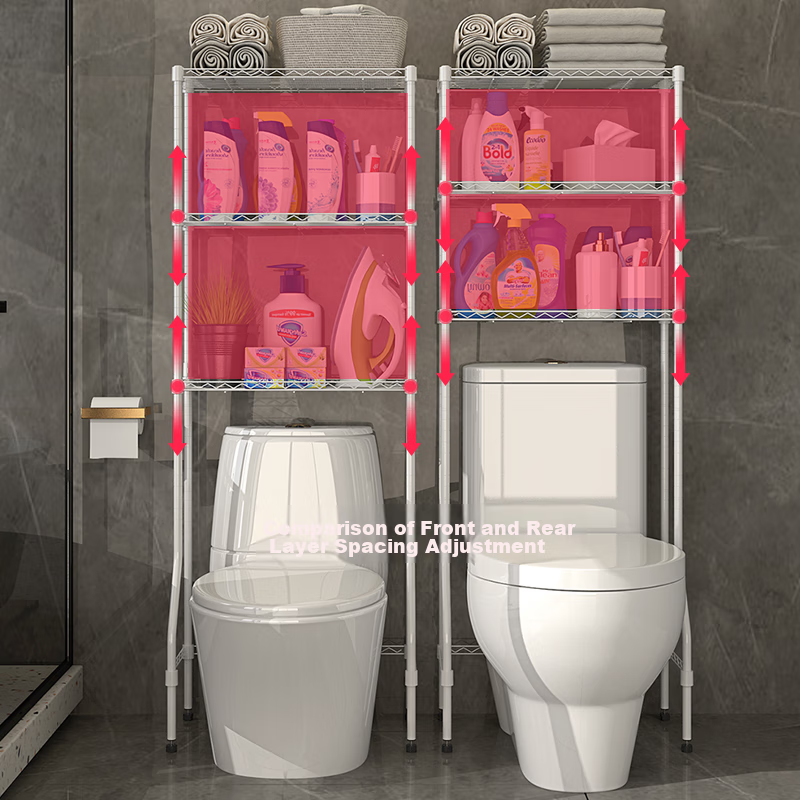 Chuanjing Toilet Storage Rack, Three-Tier, Bathroom Floor-Standing Organizer, Storage Shelf Above Toilet Tank