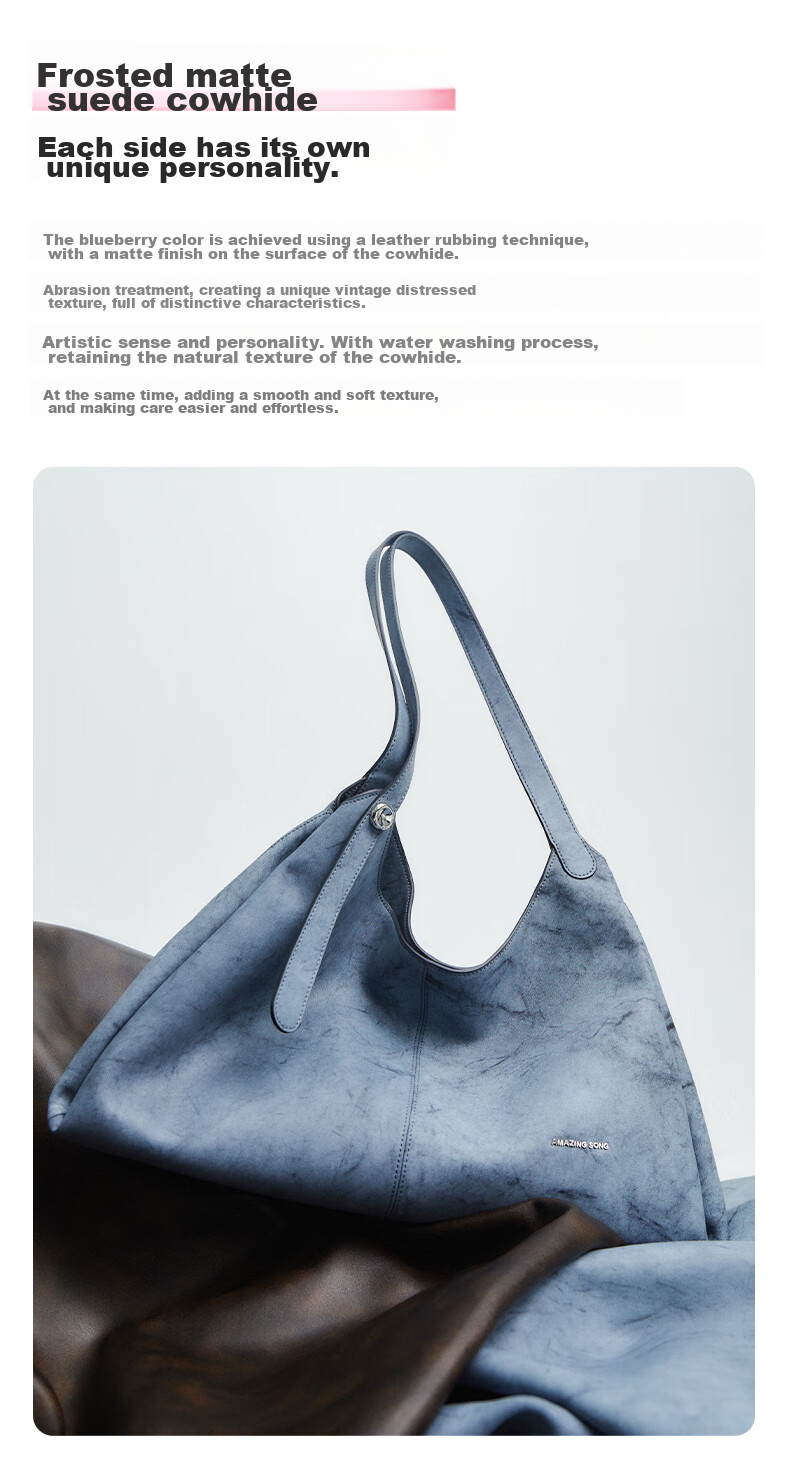AMAZING SONG Women's Leather Tote Bag, Cowhide Shoulder Bag, Luxurious Large Capacity Simple Commuter Light Luxury Handbag Gift 5