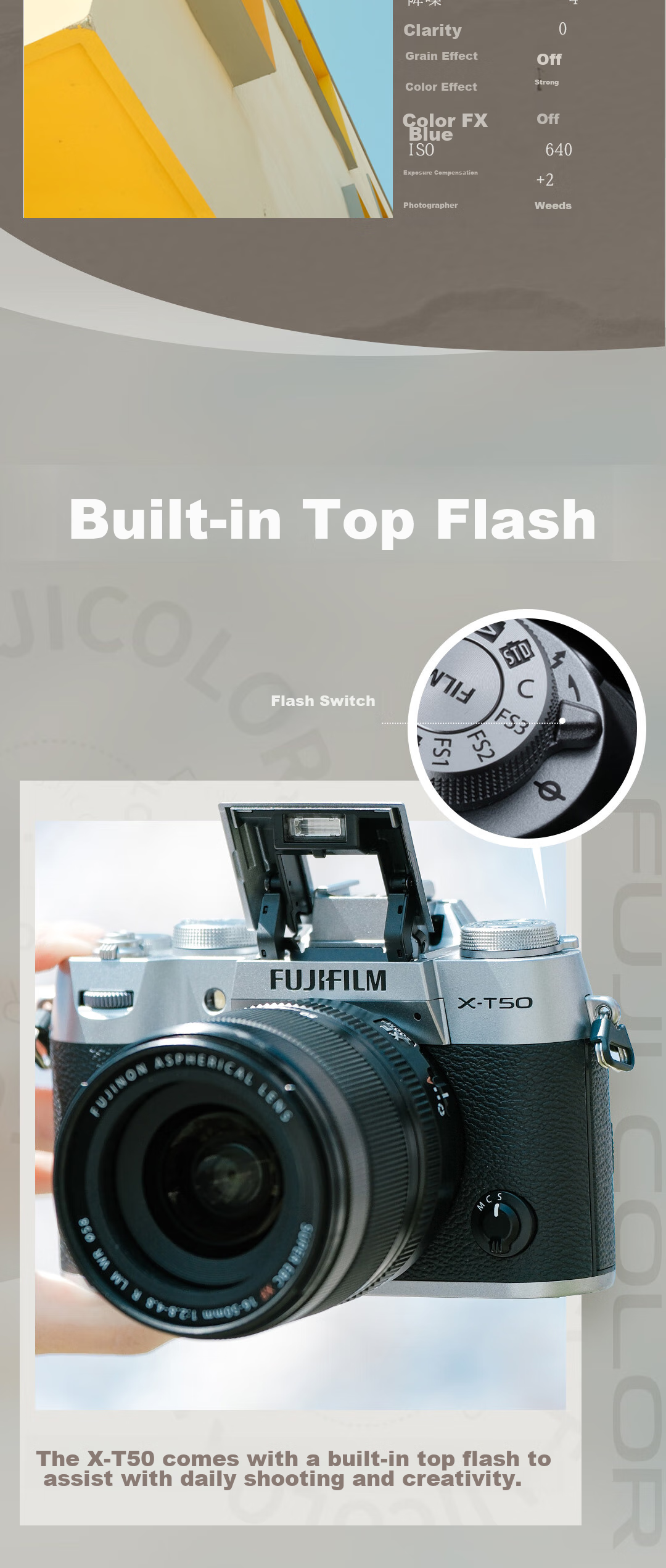 FUJIFILM X-T50/XT50 Mirrorless Camera Kit (With XC35F2 Lens), 40.2 Megapixels, 7-Stop Five-Axis Image Stabilization, 20 Film Simulation Modes, Graphite Gray 9