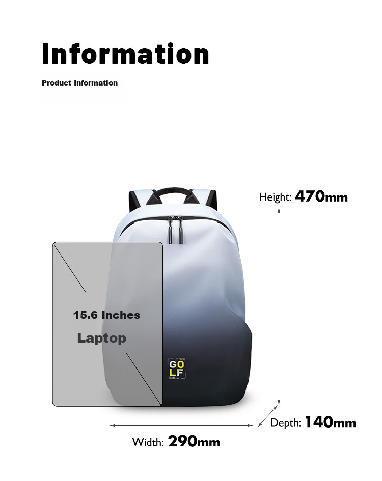 GOLF Backpack for Men, Travel Bag, 15.6/16 Inch Laptop Backpack, Gradient Design, Business Commute Backpack for Students And Professionals 39
