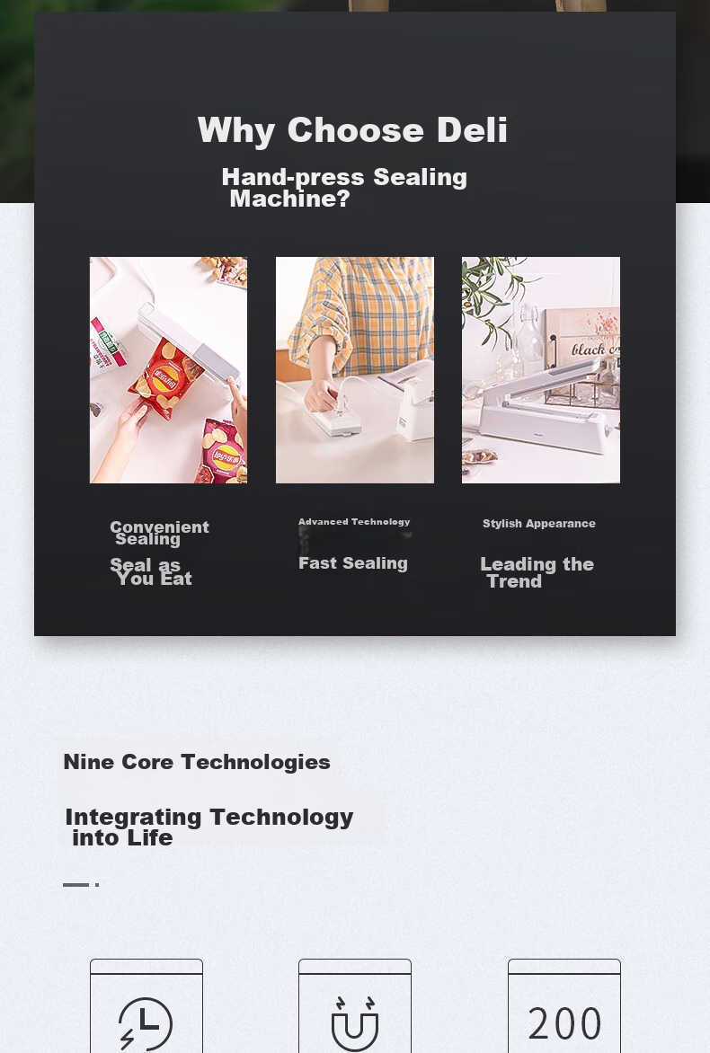 Deli Hand-Pressed Sealing Machine, Laminator, Laminating Machine, Home Plastic Bag Food Sealer, Plastic Sealer for Packaging Bags And Tea Bags, Sealing Packaging Machine 16499 2