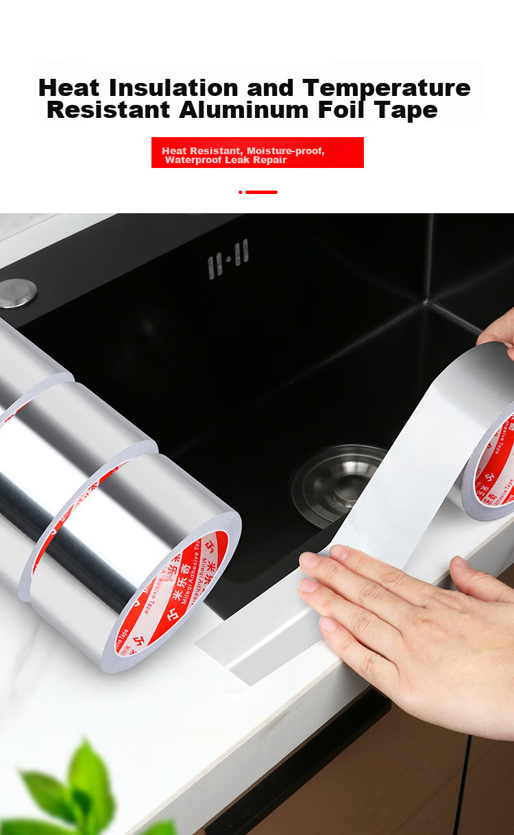 Mileqi Aluminum Foil Tape, Heat-Resistant, Thickened Tin Foil Paper, Kitchen Waterproof And Oil-Proof Self-Adhesive Tape, for Range Hood Exhaust Pipe And Air Conditioning Duct Wrapping, Sealing And Insulation, 10 Cm Wide 1