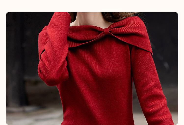 DME French Style Intellectual Lady Butterfly One-Shoulder Knitted Midi Dress for Autumn and Winter 2