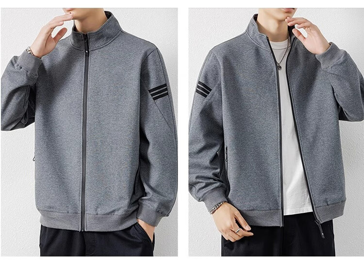 JEEP SPIRIT Men's Jacket, Autumn Sweatshirt, Casual Sports Stand-Collar Outerwear, Gray, XL 6