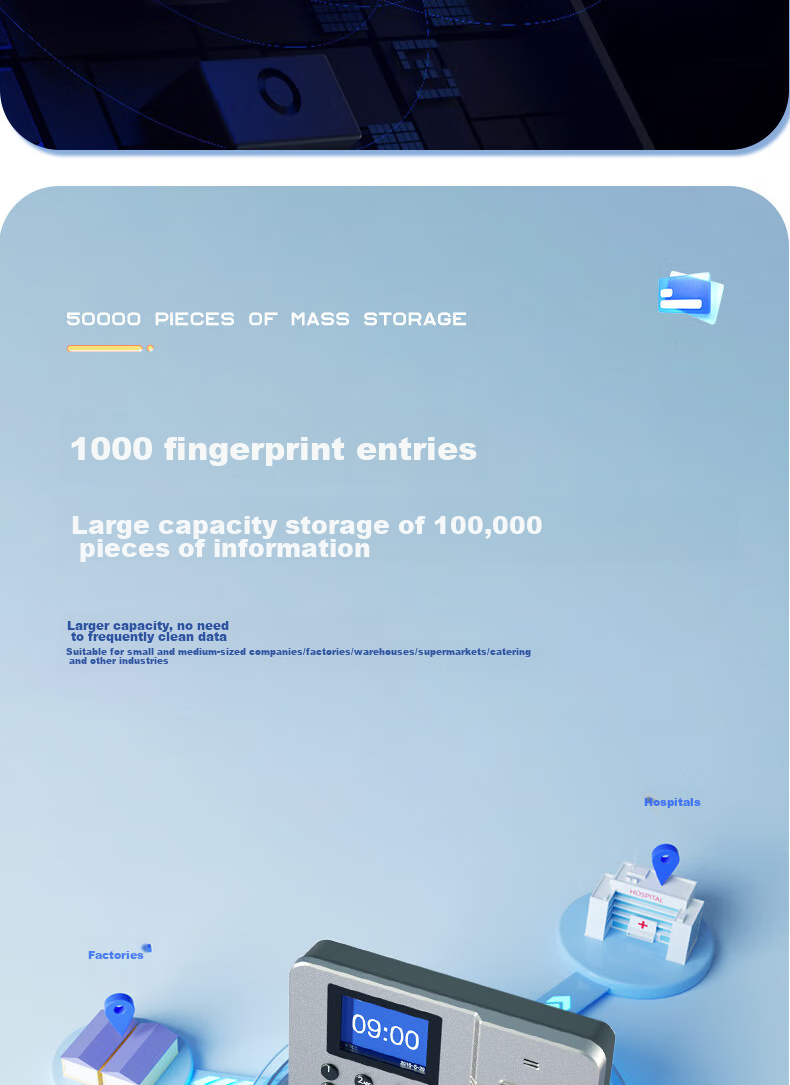 Deli Attendance Machine Facial Recognition Clock-In Device, Visible Light Dynamic Face Recognition Attendance, Liveness Detection, Bluetooth Connects to Phone WeChat Mini Program Management D50W 11