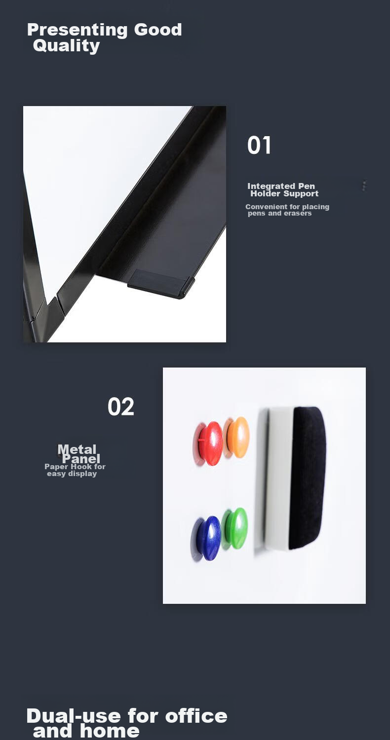 Deli Premium High-End Series Stand-Up Whiteboard 150*90cm H-Shaped Frame, Movable And Flipable Whiteboard, Double-Sided Magnetic Office Meeting Home Writing Board 7883 10