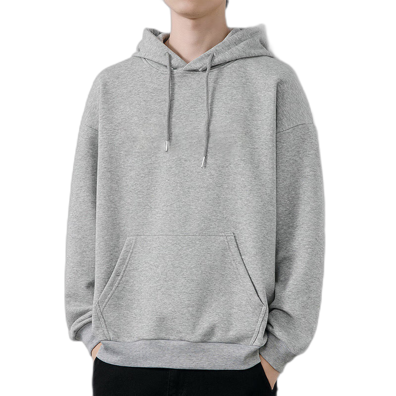 Mianzhi Men's Hoodie, Hong Kong Style Trendy Simple Hooded Jacket, Loose Versatile Solid Color Base Layer, Floral Gray, 2XL