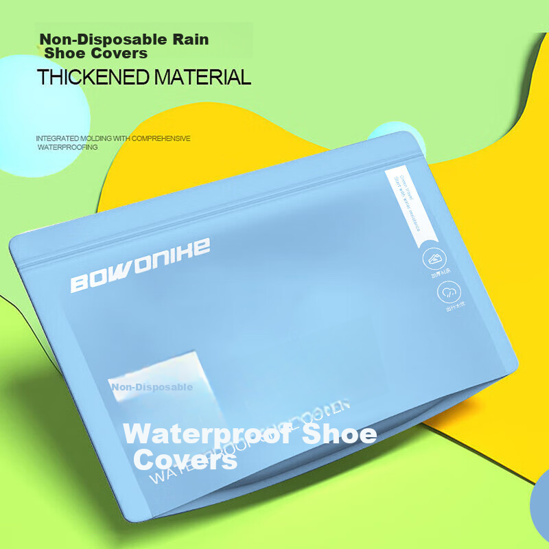 BWNK Waterproof Shoe Covers, Portable Rain Boot Covers for Men And Women, Adult Non-Disposable Transparent Flat White XL