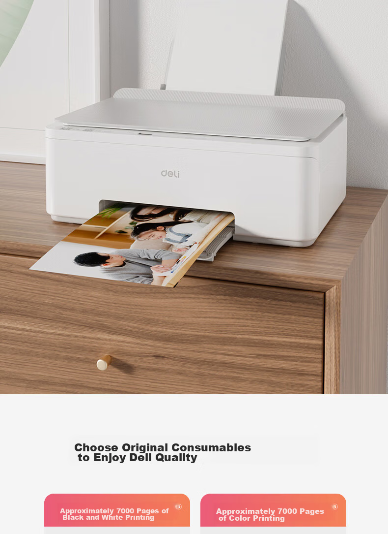 Deli L511Ws AI Printer, Home Color Error Correction, Can Print And Scan Documents Wirelessly to Phone, High-Capacity Continuous Ink Supply Photo Inkjet Printer for Homework And Exam Papers 18