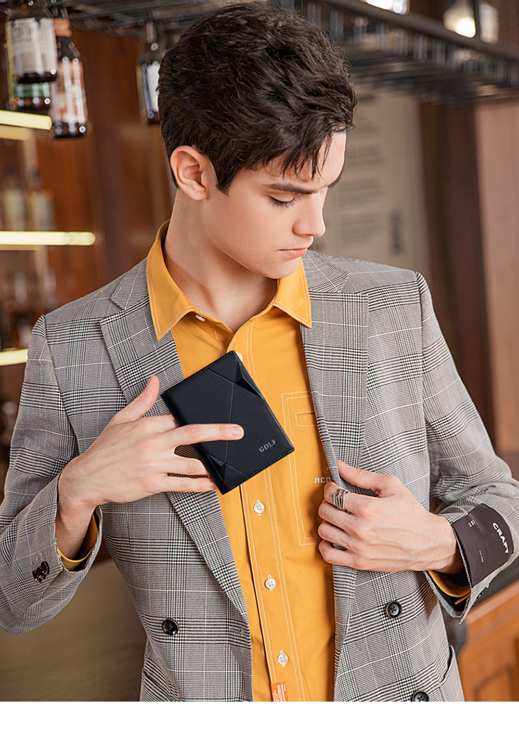 GOLF Top-Grain Leather Card Holder for Men with Multiple Card Slots, Bank Card Holder, Slim Leather Case for Cards, Vertical Style Small Wallet 1
