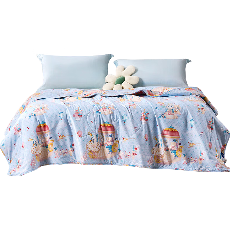 FUANNA Quilt Summer Cooling Quilt Machine Washable Seven-Hole Antibacterial Air Conditioning Quilt Single/Double Naked Sleep Summer Quilt 3lbs 203x229cm