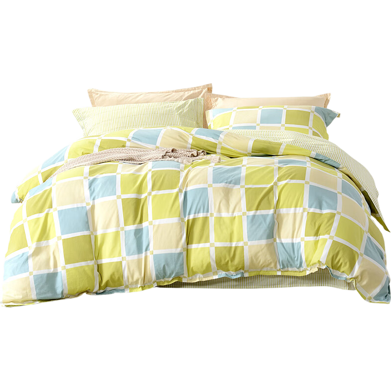 FUANNA Student Dormitory Three-Piece Set, 100% Pure Cotton Bedding, for 0.9/1.2 Meter Single Bed, Duvet Cover 152*210cm, Gree