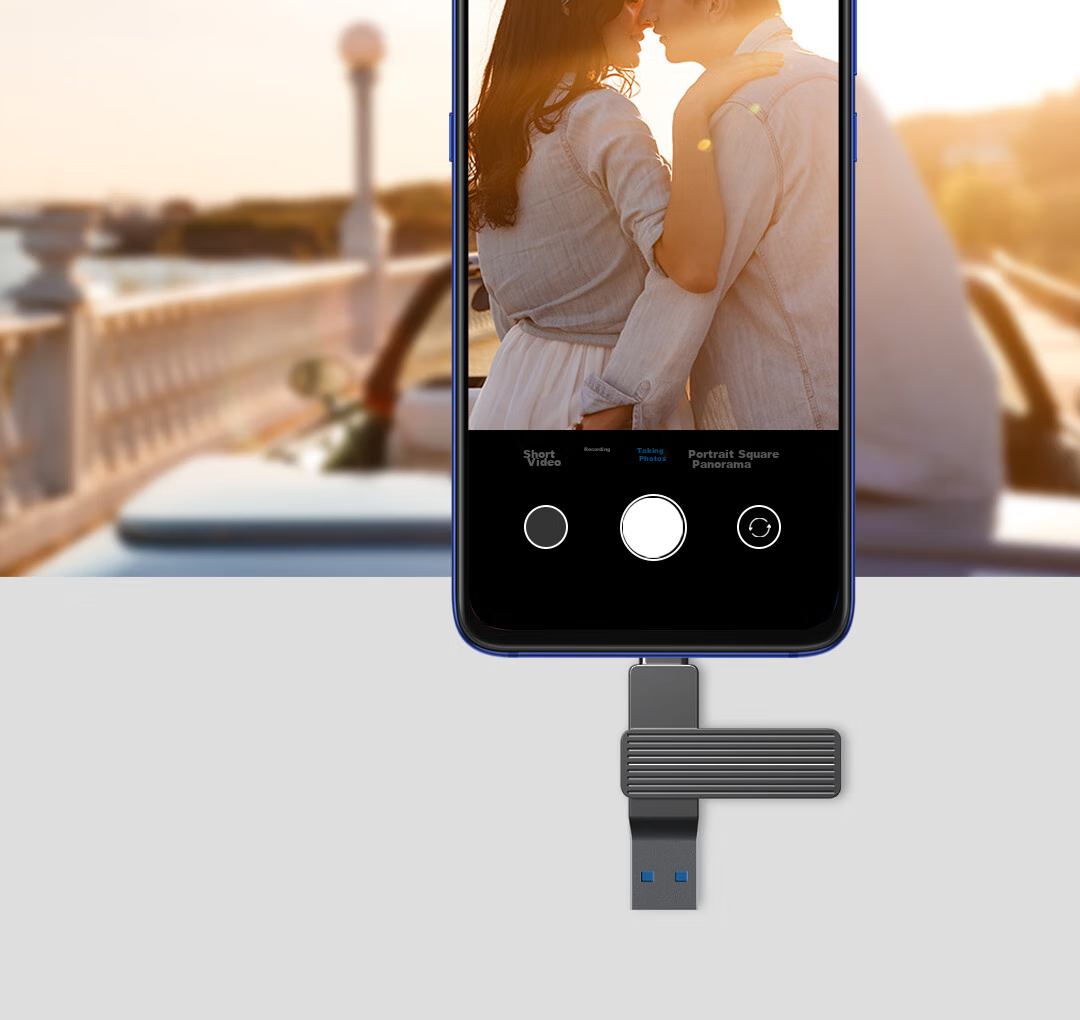 Lenovo Invests in Brand Yinengzhe 128GB Type-C USB3.2 Flash Drive, F500 MAX Gun Color, 230MB/s, Dual-Use for Phone And Computer, 360° Rotation, Dual Interface Thumb Drive 9