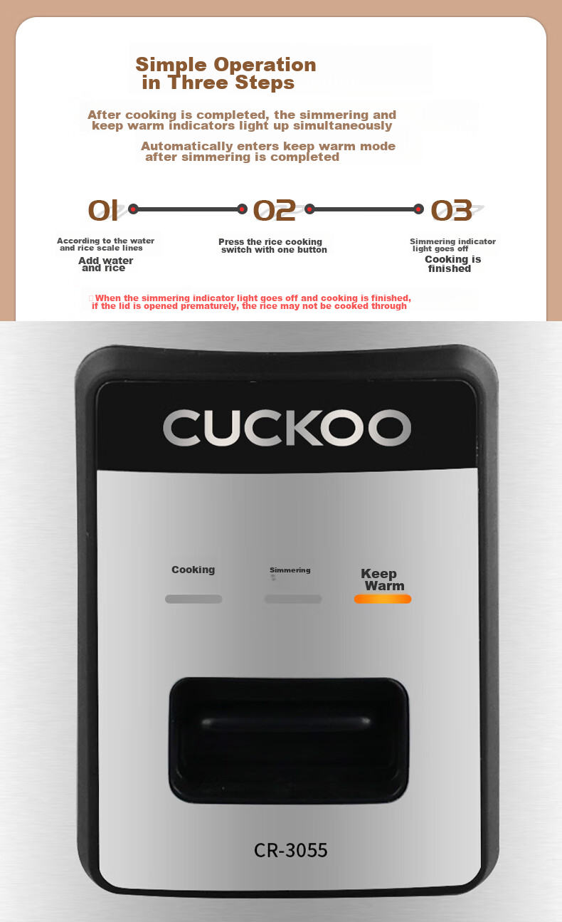 CUCKOO Korean Brand Large Capacity Rice Cooker, Non-Stick Bottom, Easy to Clean, 3D Heating, Long-Lasting Heat Preservation, Electric Rice Cooker, 17.5L, Serves 8+ People, CR-3510R 10