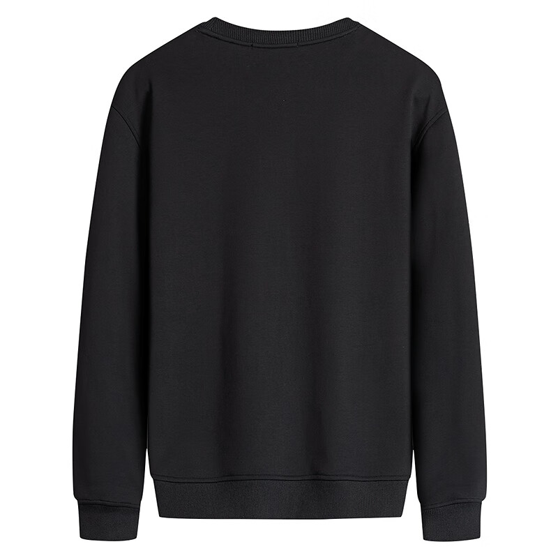 DANCING WOLVES [Long-Staple Cotton Lining] Autumn And Winter Round Neck Thick Warm Sweatshirt for Men, 001 Black, Size 180