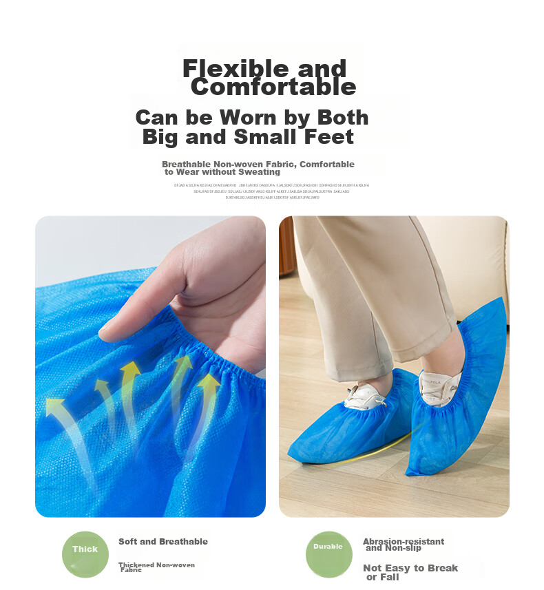 Jtrip Non-Woven Shoe Covers, Large Size Disposable Shoe Covers, Thickened Dustproof Breathable Indoor Wear-Resistant Non-Slip Foot Covers, 100 Pieces 9