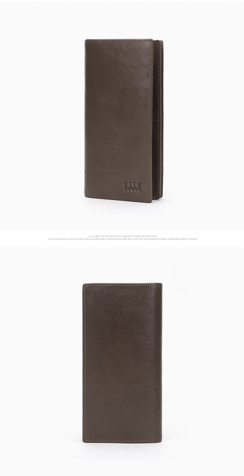 ELLE HOMME Men's Long Wallet, Top-Grain Leather Multifunctional Card Holder, Vertical Style Money Clip 0512, Birthday Gift for Me 7