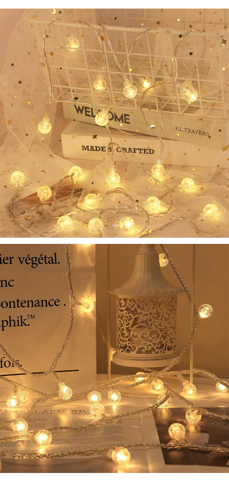 TaTanice 3m 20 LED Crystal String Lights Battery Operated (Batteries Not Included) Birthday Proposal Decoration 1