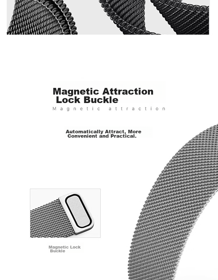 ESCASE Stainless Steel Magnetic Watch Strap Compatible with KeepB4B4Lite Watch, 16mm Universal Milanese Loop, Quick Release, Anti-Slip, Breathable, Suitable for Men And Wome 4