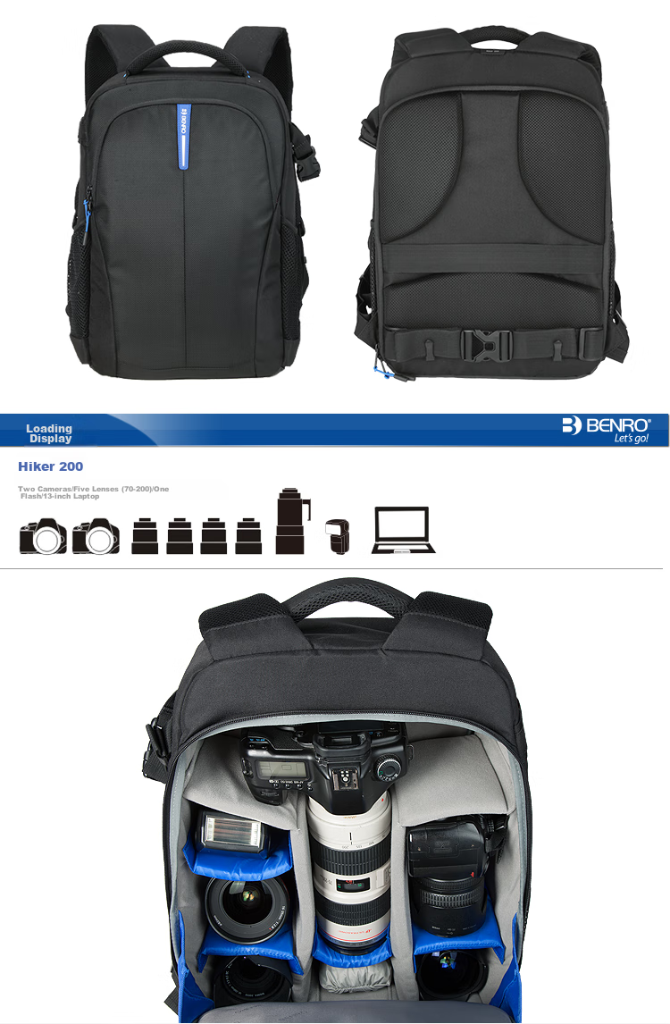 Benro Hiking Backpack 200, Professional DSLR Camera Bag with Large Capacity, Full Compartments And Enhanced Protectio 3