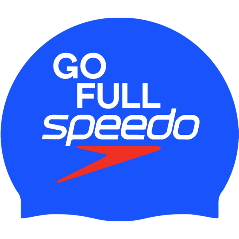 Speedo Logo Printed Silicone Swim Cap, Flexible And Bouncy, Waterproof Hair Protection, Unisex for Men And Women, Blue/white