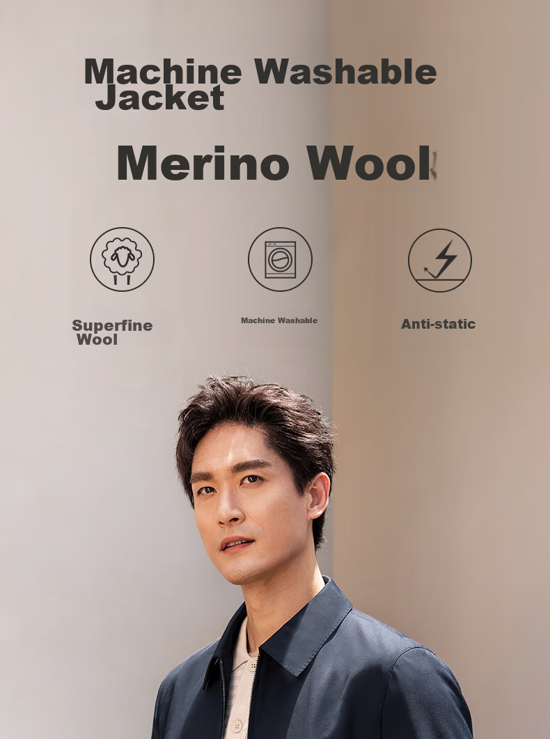 Goldlion [Yun Gan Dashi] Spring And Summer Anti-Static Washable Wool Lapel Business Jacket for Men, Navy Blue, XL 1