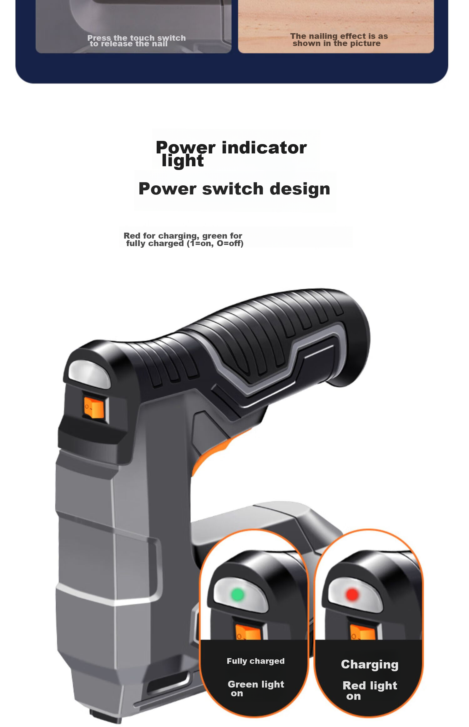 GREENER Electric Nail Gun, Woodworking Nails, Shooting Machine, Wireless Lithium Battery Rechargeable Dual-Use Household Straight Nails, U-Shaped And Door-Type Nails 16