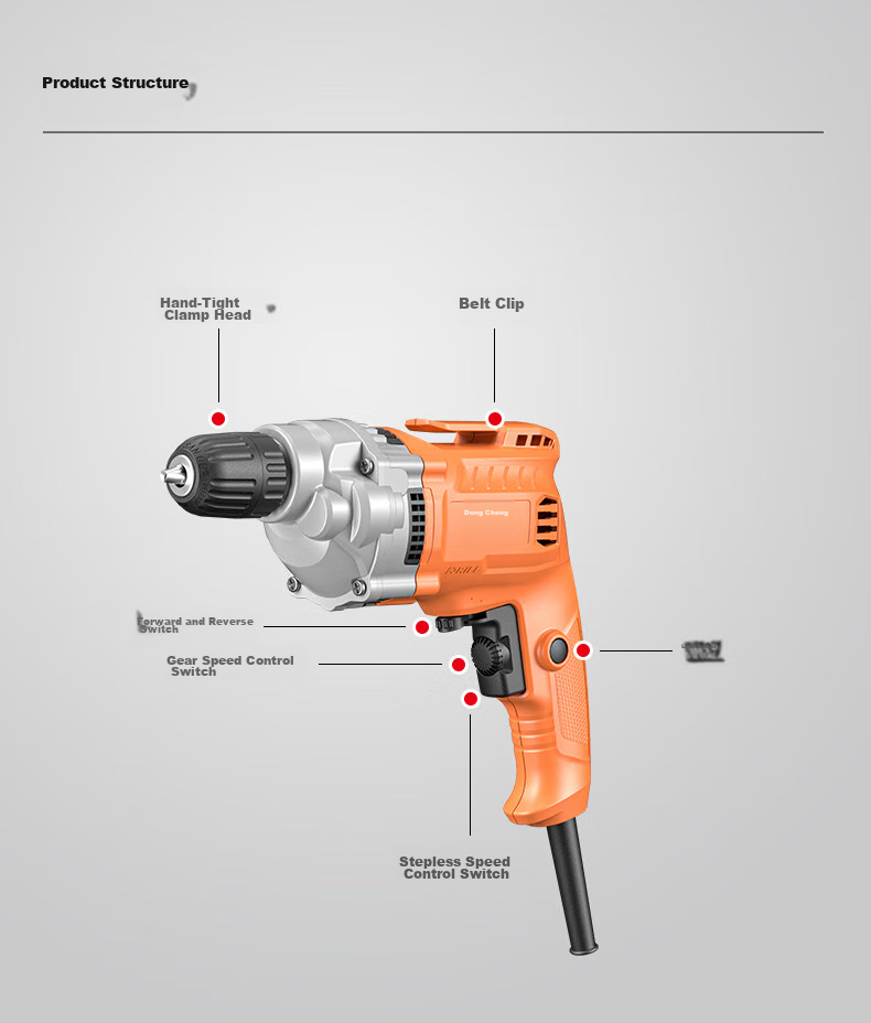 Dongcheng Electric Drill DJZ550-10K, Forward And Reverse Rotation, Adjustable Speed, Multifunctional Household Electric Drill, Power Tool 13