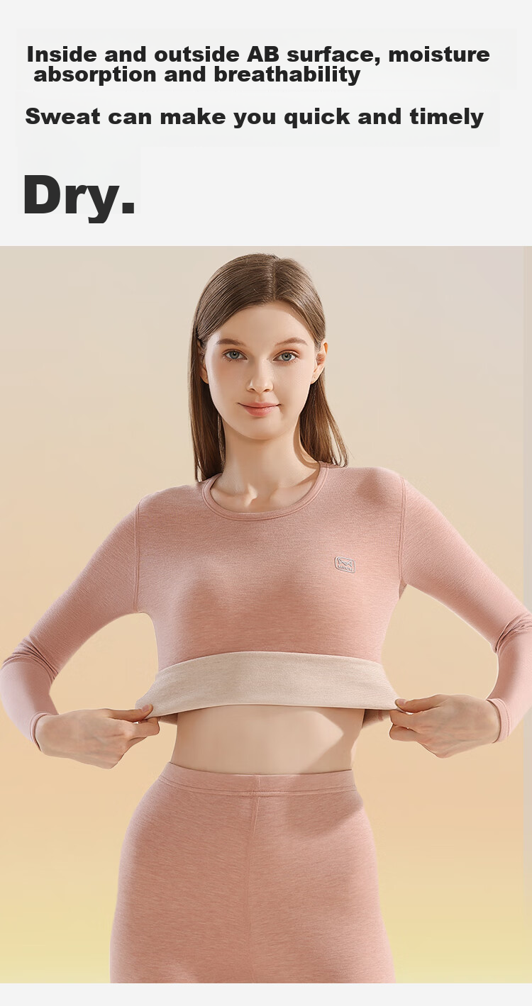 MiiOW Thermal Underwear for Women, Modal Base Layer with Cashmere And Silk, Autumn Top And Bottom Set, Pink, Size L 17