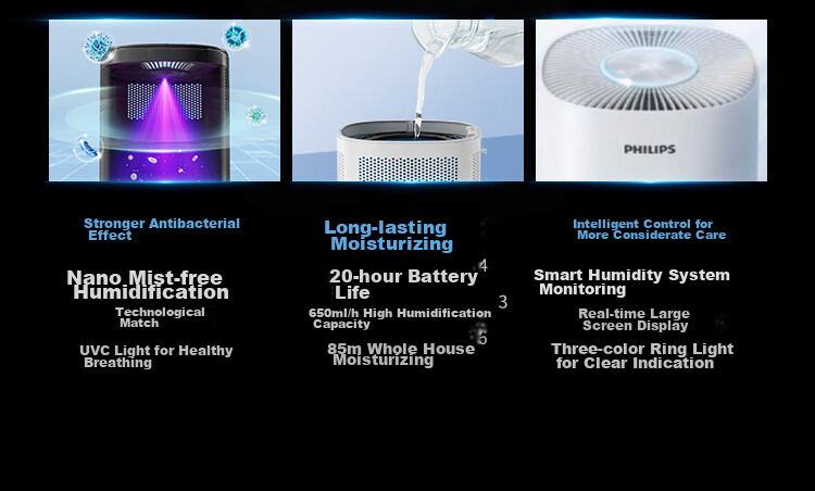 PHILIPS Humidifier for Home Bedroom, Mother And Baby Use, Quiet, Antibacterial, No Mist, Air Conditioner Humidifier, for Rhinitis, Pregnant Women, Infants, Small Desktop Large Capacity HU5969 Gift 3