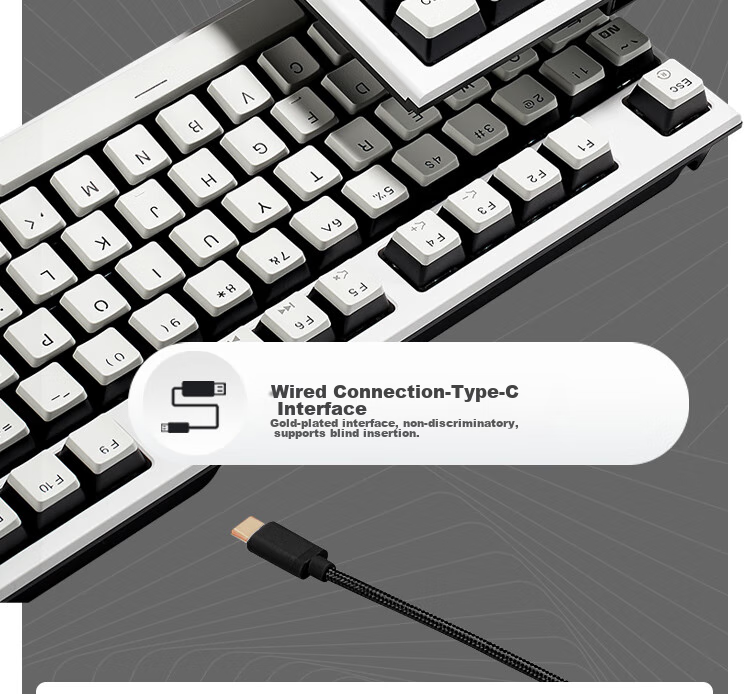 Hyeku X5 Pro Wireless Bluetooth Wired Tri-Mode Keyboard, Five-Port Hot-Swappable, 108 Keys, PBT Keycaps, Black Forest Mousse, Kailh BOX, Lava Gold Switches 11
