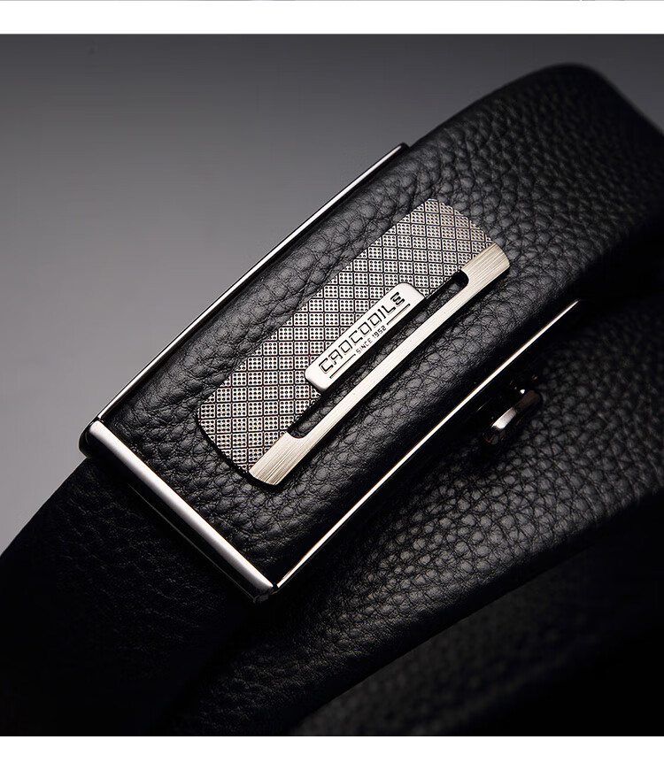 CROCODILE Men's Automatic Buckle Belt, Top-Grain Leather, Casual Youth Belt, Birthday Gift DT2581 for Boyfriend 2
