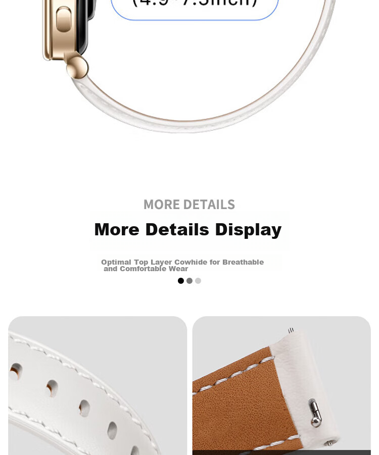 ESCASE Leather Watch Strap Compatible with Huawei Watch GT7/GT6/5Pro/5/4/Watch5, OPPO X3/X2mini Fashion Anti-Dirt 18MM [Beige] 5