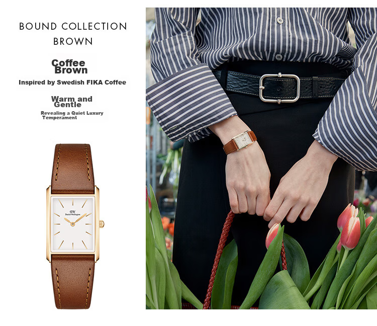 DanielWellington DW Ladies Watch, BOUND Modern Quartz Wristwatch for Europe And America, Light Luxury Niche Birthday Gift for Girlfriend, DW740 15