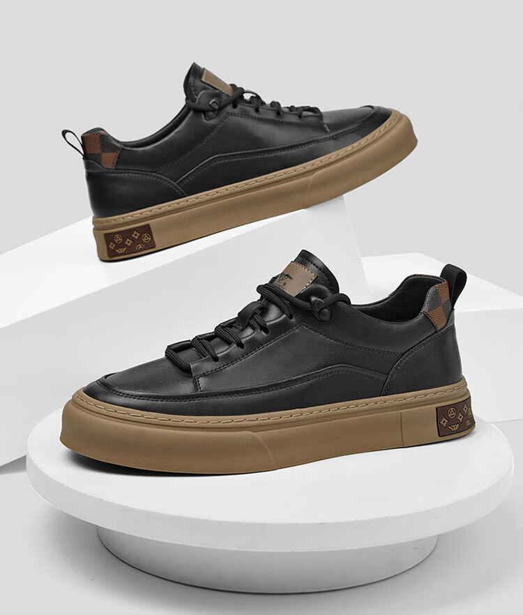 SEPTWOLVES Men's Versatile Sneakers, Casual Shoes, Leather Shoes for Men W8333763399 Black Size 39 2