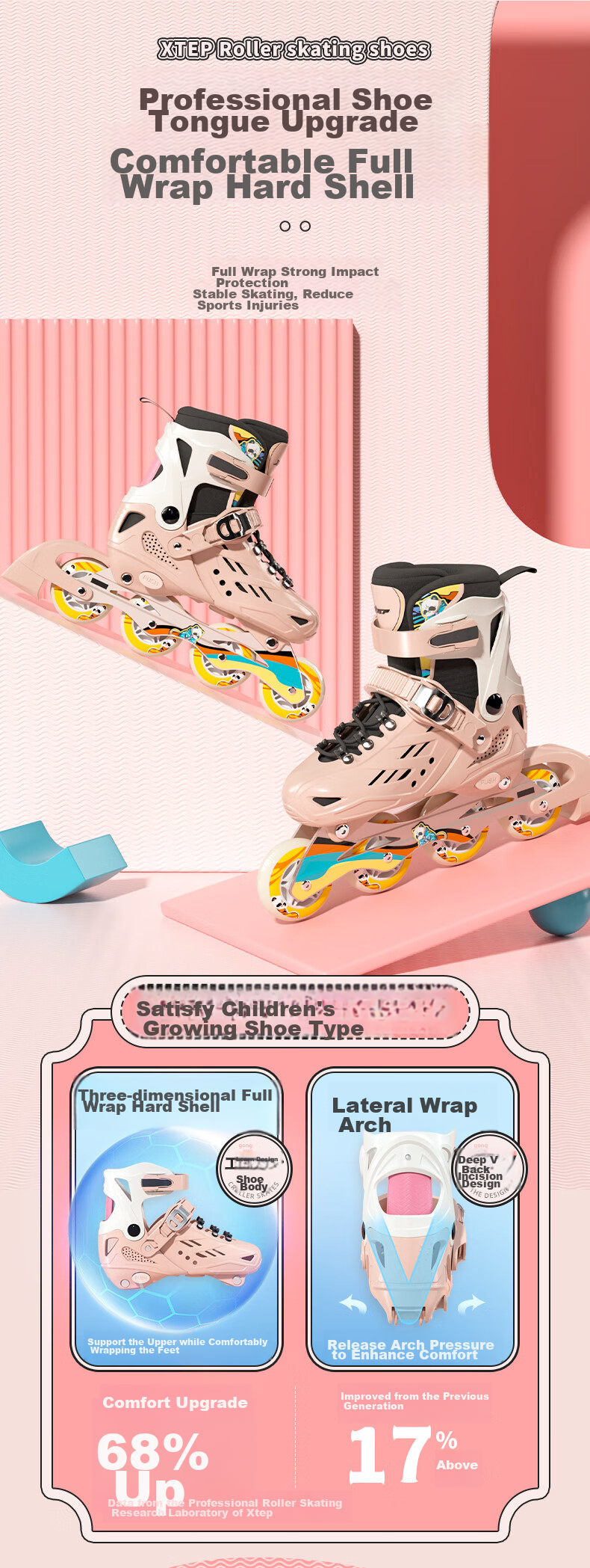 XTEP Roller Skates for Children, Inline Skates for Girls, Skateboard Shoes for Boys [Essential for Primary And Secondary School Roller Skating Courses] 6