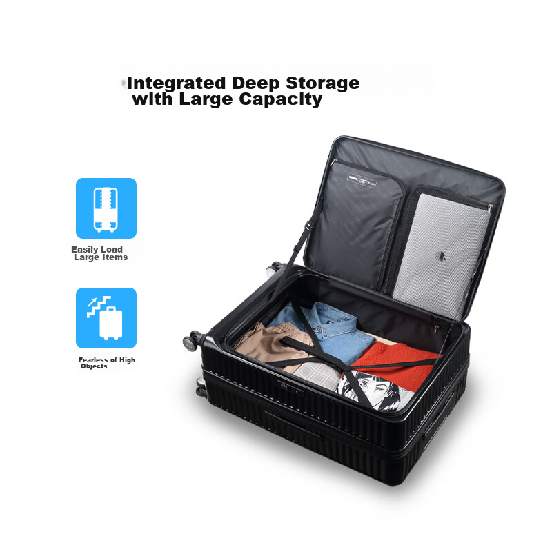 AMERICAN TOURISTER Luggage, 24-Inch Side-Opening Suitcase, Lightweight Large-Capacity Travel Case, Chubby Suitcase, Black NF2 Combination Lock Case