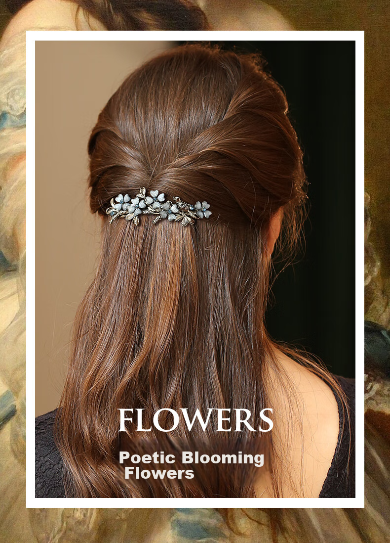 Cercoo Magpie Plum Hair Clip, Versatile Rhinestone Headpiece, Elegant Back of Head Accessory, High-End Single Barrette Hair Ornament 1