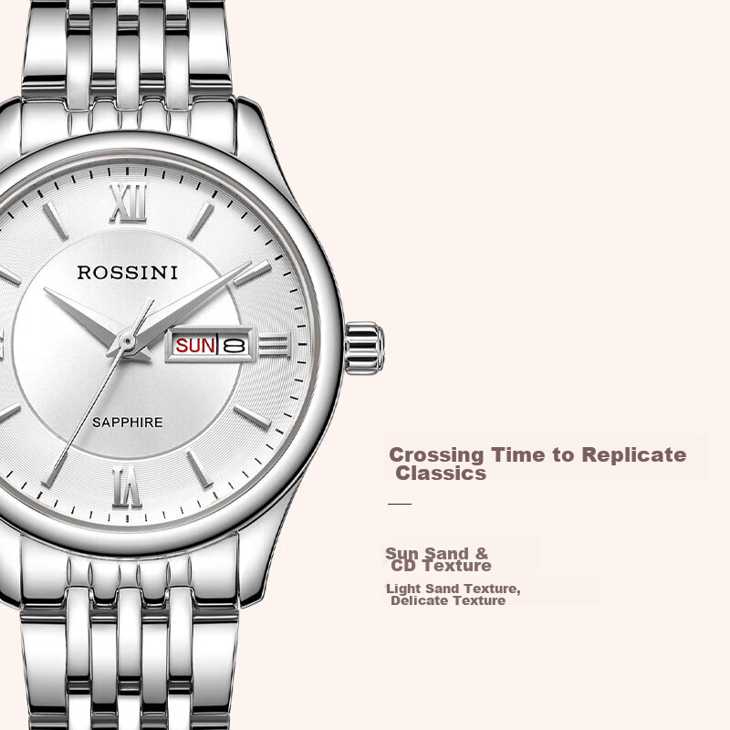 罗西尼（ROSSINI）手表女 生日礼物商务日历皮带女士石英表白盘618574