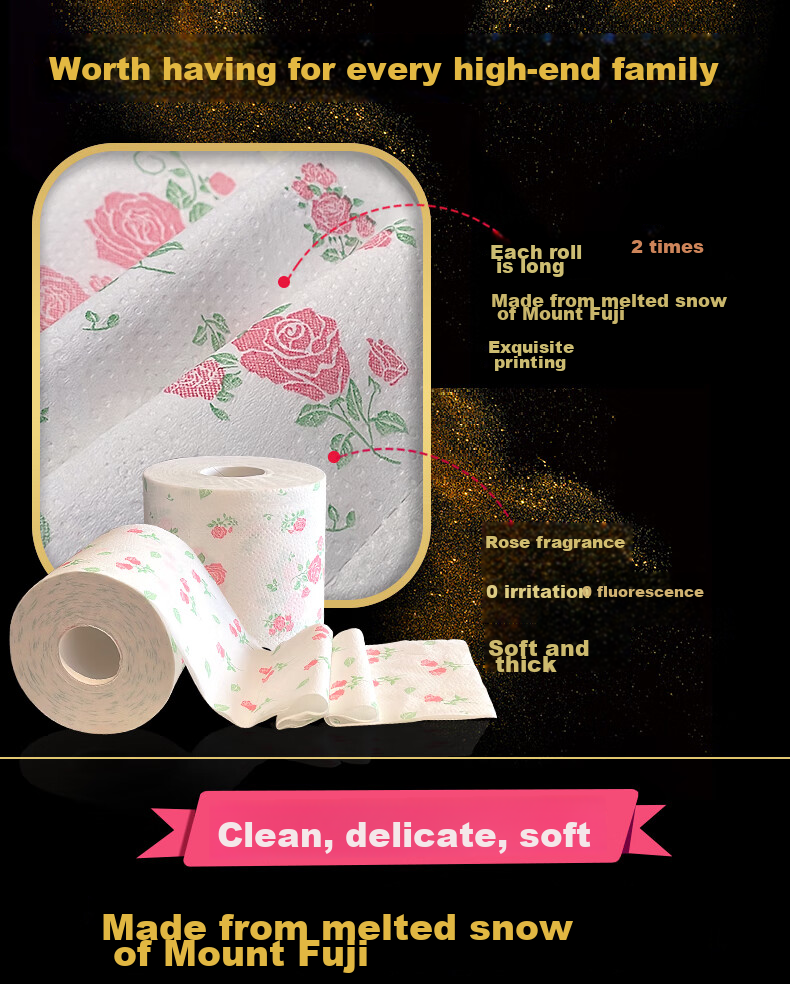Rinuo Japanese Imported Rose Scented Toilet Paper, Water-Soluble And Quick-Dissolving, Core Roll Paper with Printed Pattern, 1 Pack 4