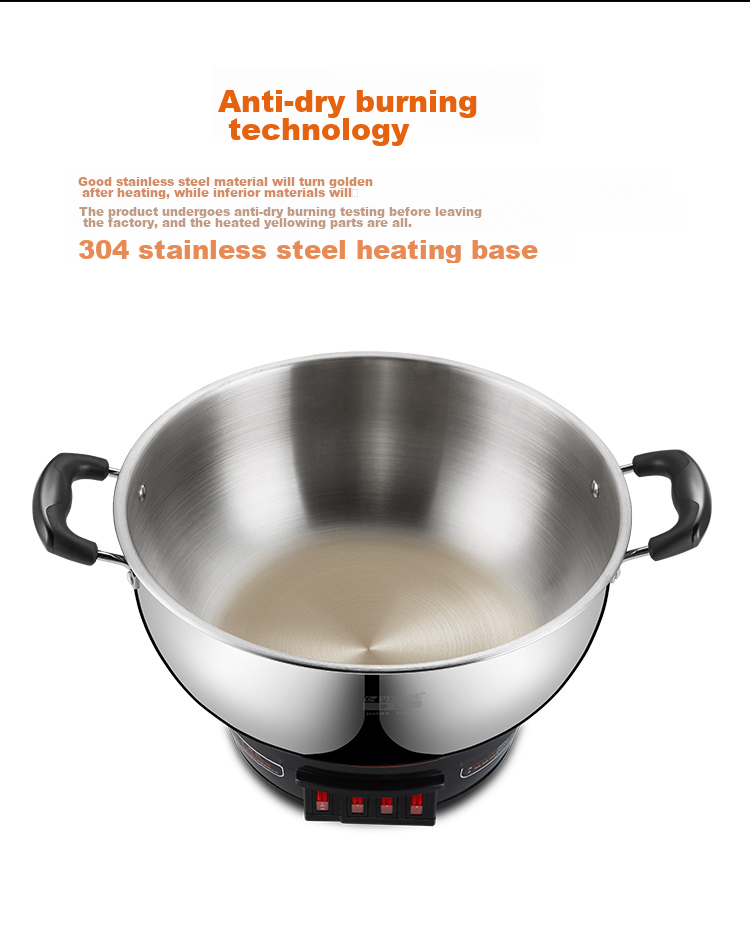 PESKOE Multi-Functional Electric Steamer Pot, 32CM Electric Cooker, Thickened Wok And Cooking Pot, Electric Hot Pot MLG3-32 with Steamer Basket 14